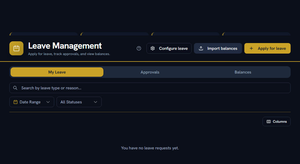 My Leave — apply, and see where a request got to
