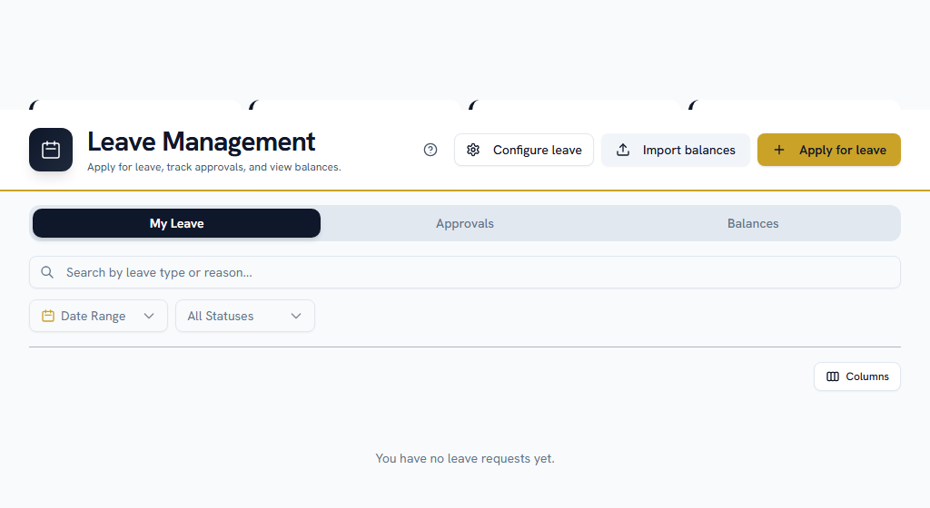 My Leave — apply, and see where a request got to
